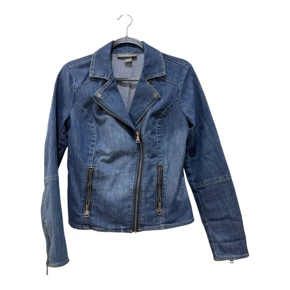 Kate & Mallory Women's Moto Denim Jacket Size Small - Picture 2 of 6